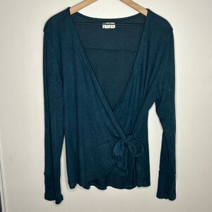 24/7 XL Dark Teal Wrap Long Sleeve Top | B1